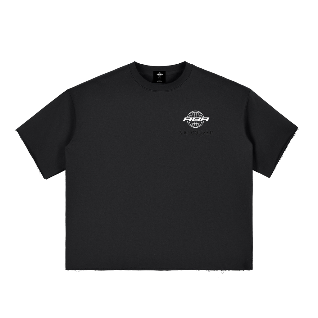 Boxy Half-Sleeve Raw-Edge T-Shirt