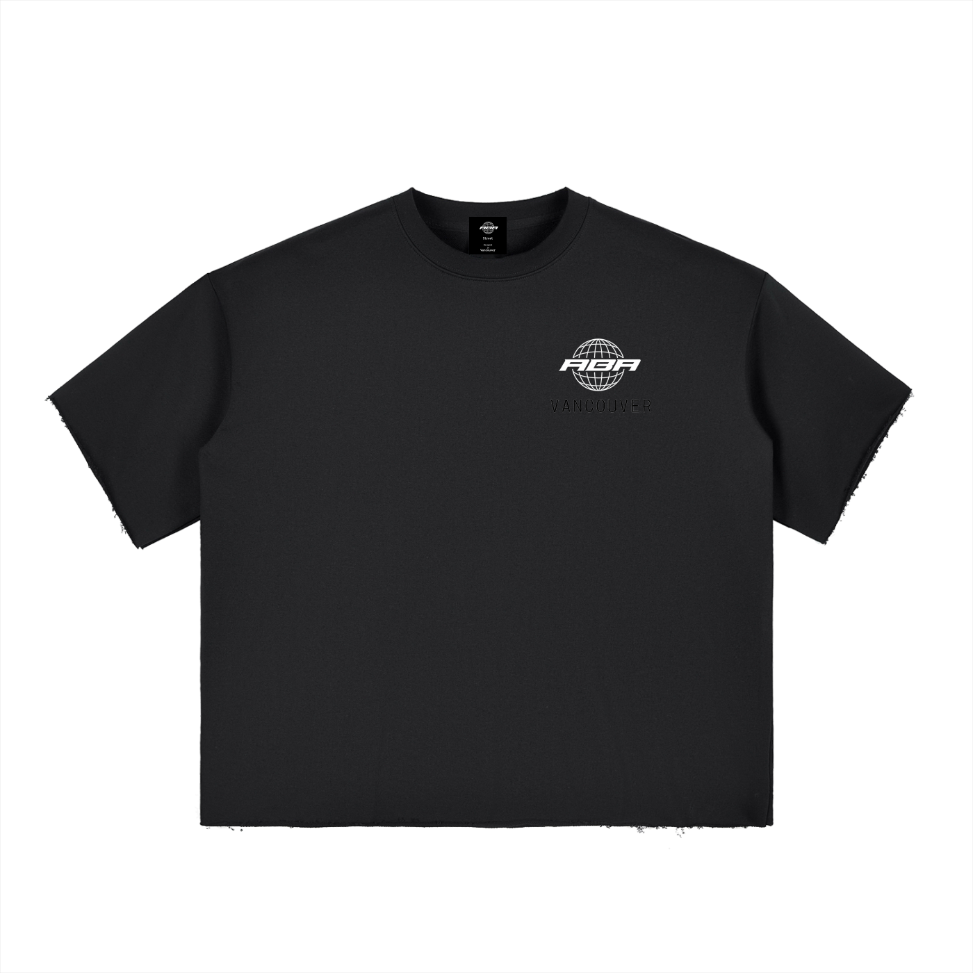 Boxy Half-Sleeve Raw-Edge T-Shirt